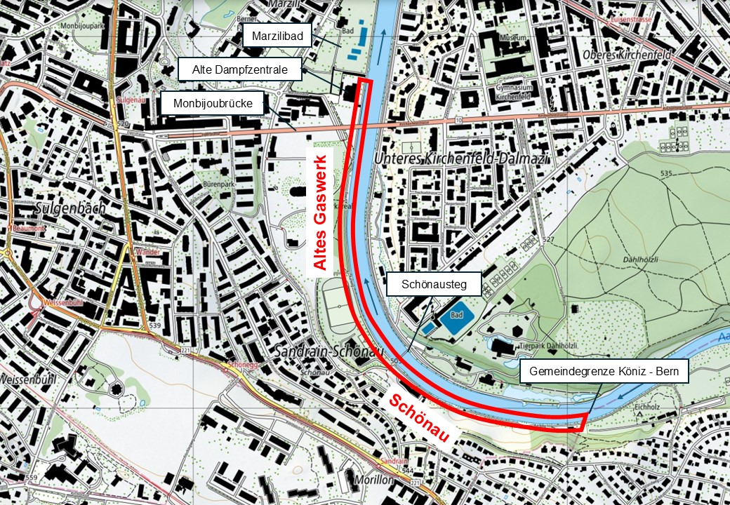 Aare Kanton Bern; Abschnitt Schönau-Gaswerk; Tiefbauamt des Kantons Bern
