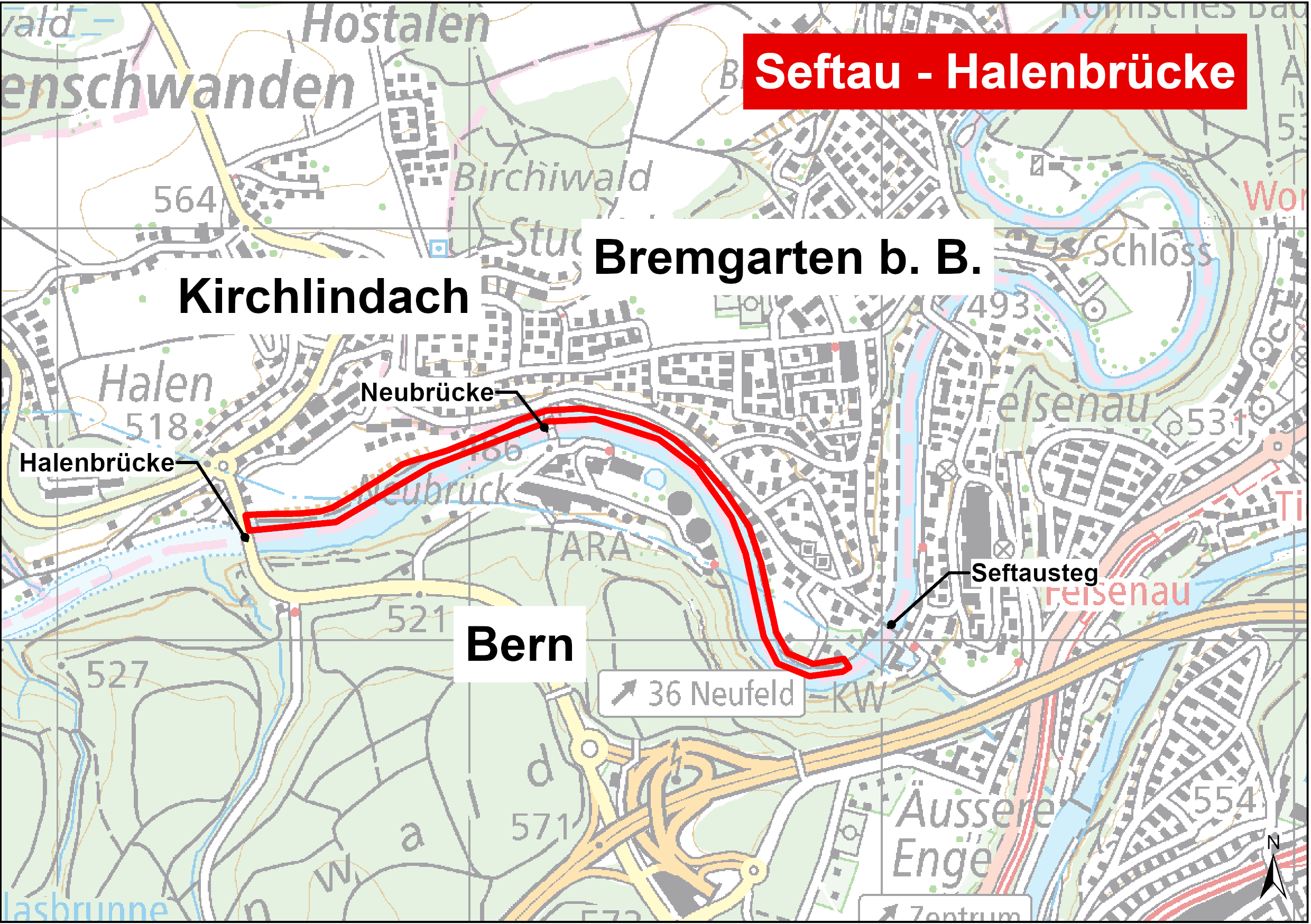 Projektperimeter Aareraum Seftau - Halenbrücke